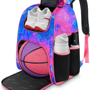 MATEIN Basketball Bag, Sturdy Soccer Bag with Ball Holder & Shoe Compartment, Large Basketball Backpack for Training Equipment, Water Resistant Sports Ball Backpack Fits Volleyball Football