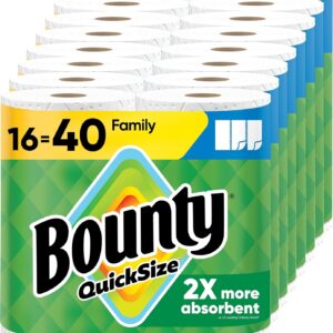 Bounty Paper Towels Quick Size, White, 16 Family Rolls