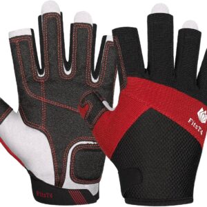 FitsT4 Sports Kayaking Gloves 3/4 or Full Finger Padded Palm Fingerless Gloves for Men Women